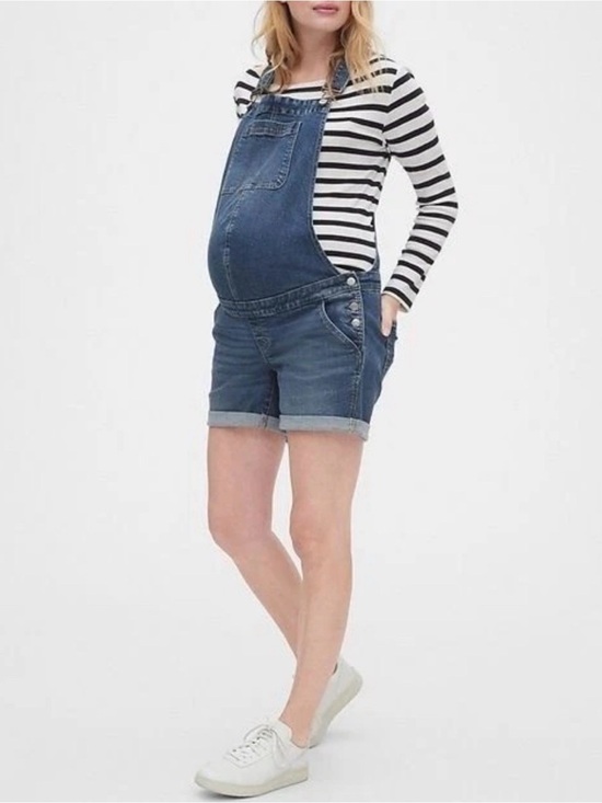 GAP Pants - Gap Denim 1969 Maternity Overall Shorts Bibs with Front Pocket M